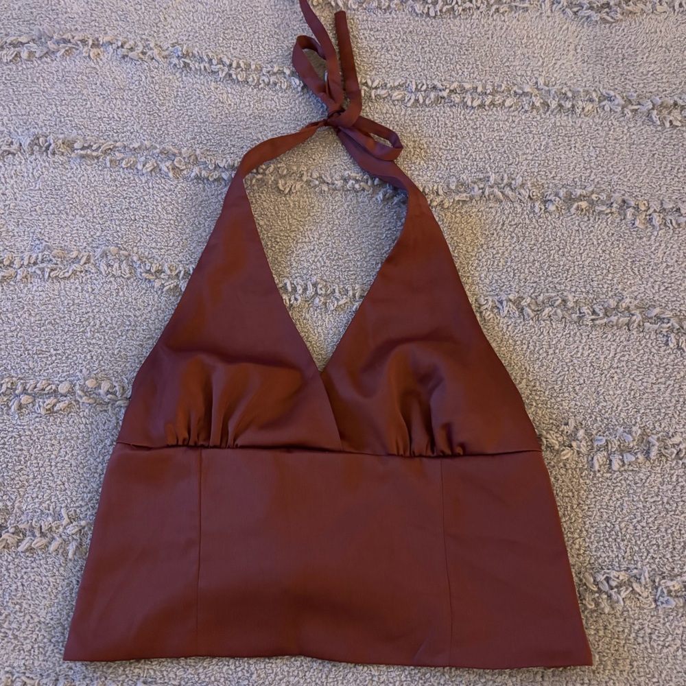 Urban Outfitters red satin halter top